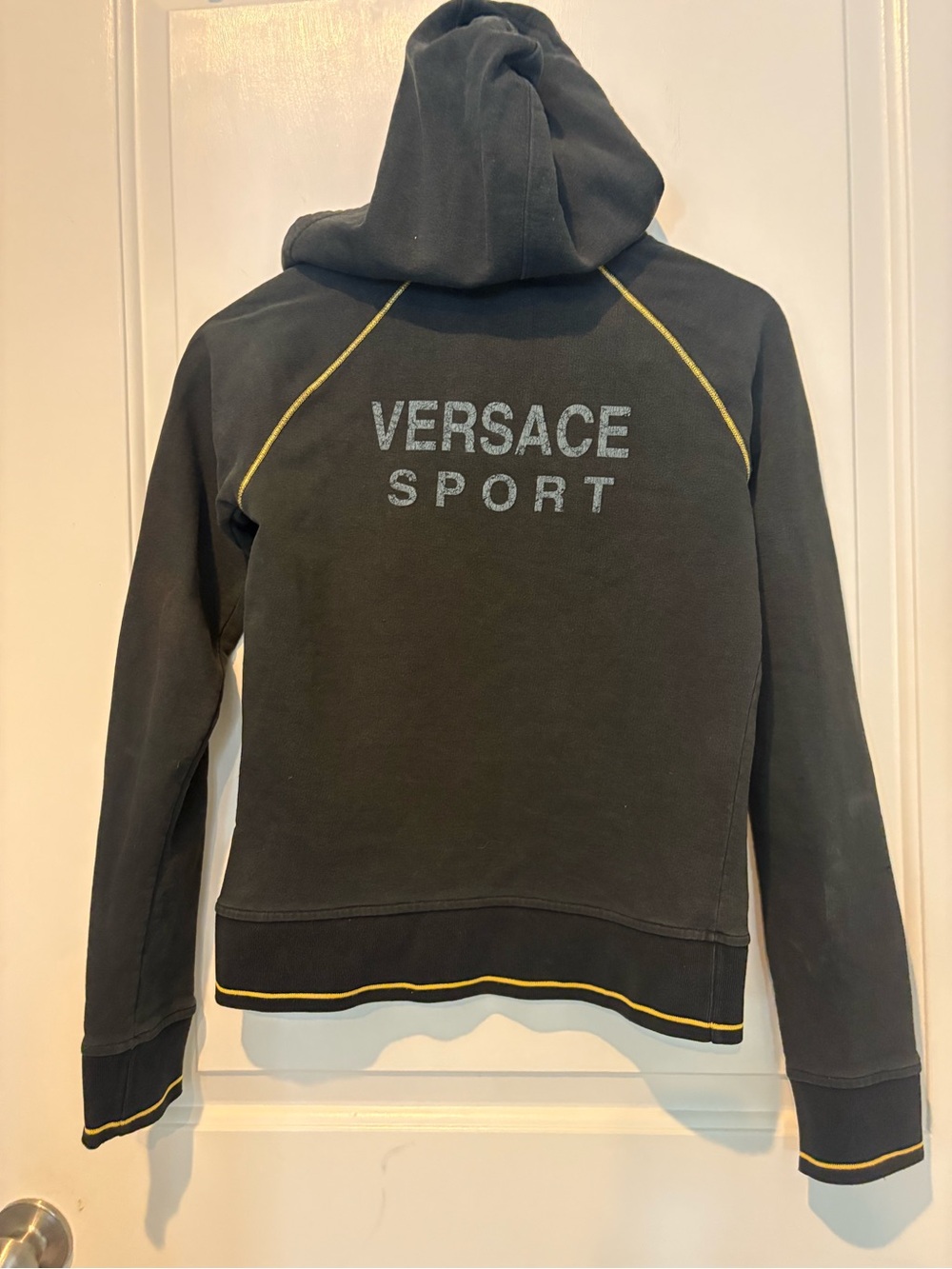 Y2K rare, vintage Versace Sport track suit- Black w/Yellow Trim, XS - Picture 2 of 11